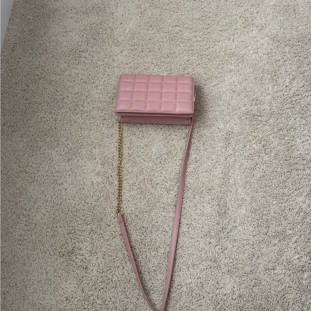 Chic Pink Quilted Crossbody Bag with Chain Strap